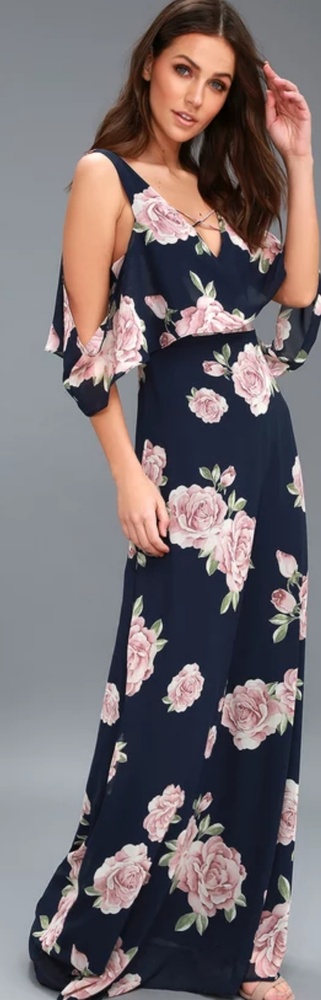 Navy blue floral maxi dress